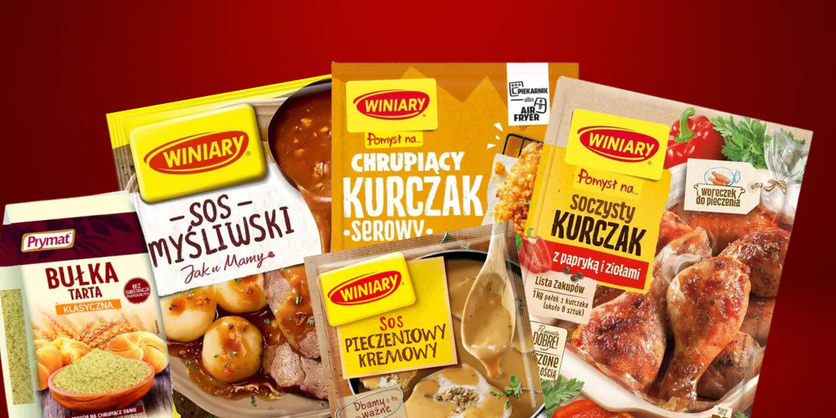 Polnische Kochhilfen und Instant-Produkte - Winiary Soßen, Prymat Paniermehl, Bulion und Brühen für authentische polnische Gerichte