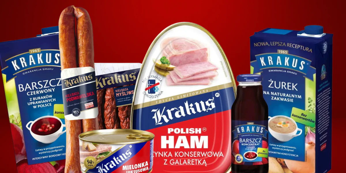 Krakus Maspex Produkte - Polnische Lebensmittel, Gurken und Konserven