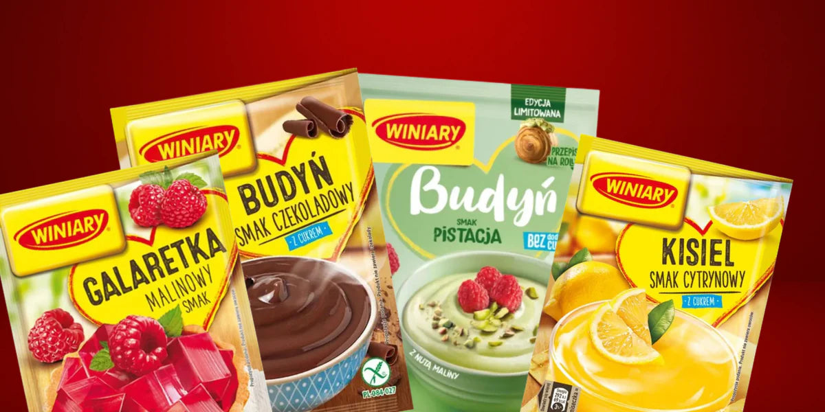 Polnischer Pudding, Götterspeise und Gelee - Budyn, Galaretka, Kisiel aus Polen - Verschiedene Geschmacksrichtungen von Winiary