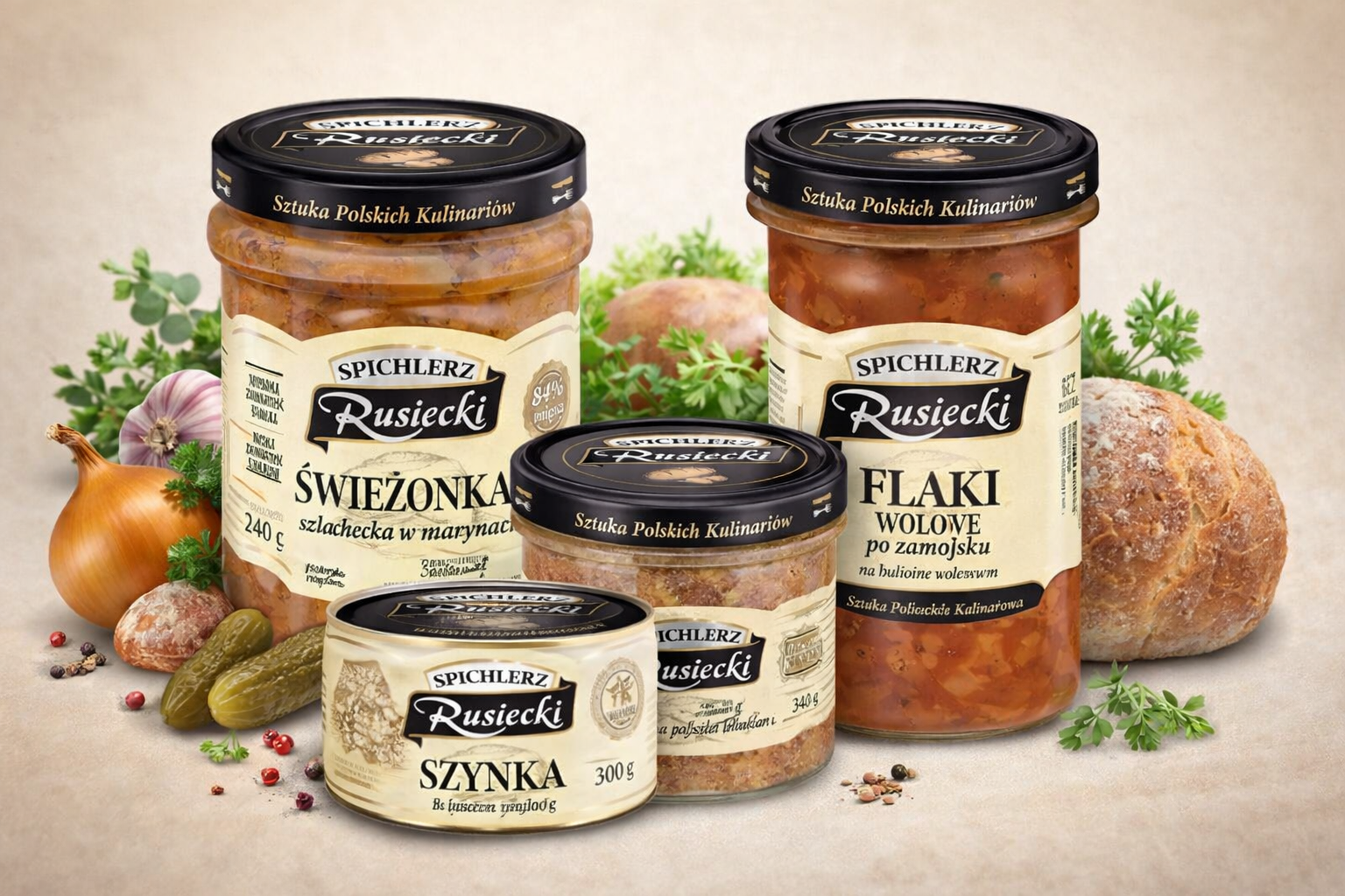 Spichlerz Rusiecki polnische Fertiggerichte und Konserven – Świeżonka, Smalec, Szynka und Flaki im Glas und in der Dose bei Polskashop24