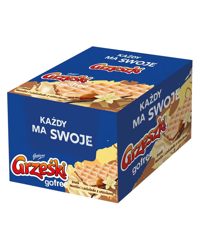 Waffelriegel Gofree Vanille-Schoko-Nuss Karton 35x33g - Grześki
