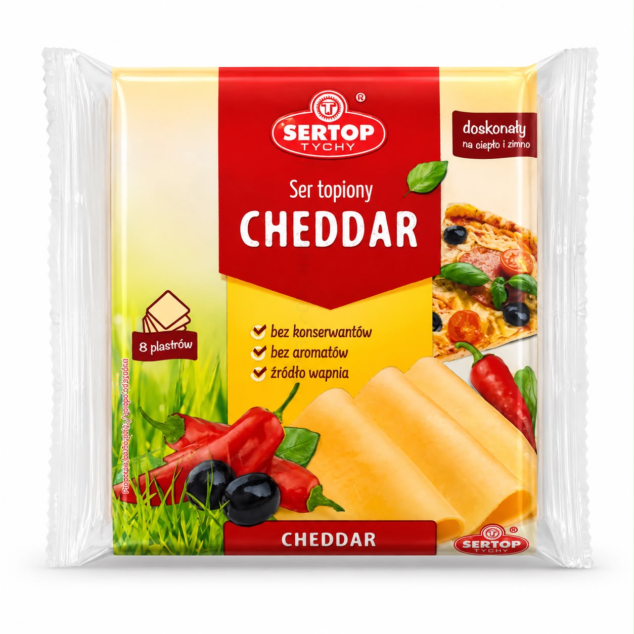 Sertop Ser Topiony Cheddar 130g - Schmelzkäse in Scheiben