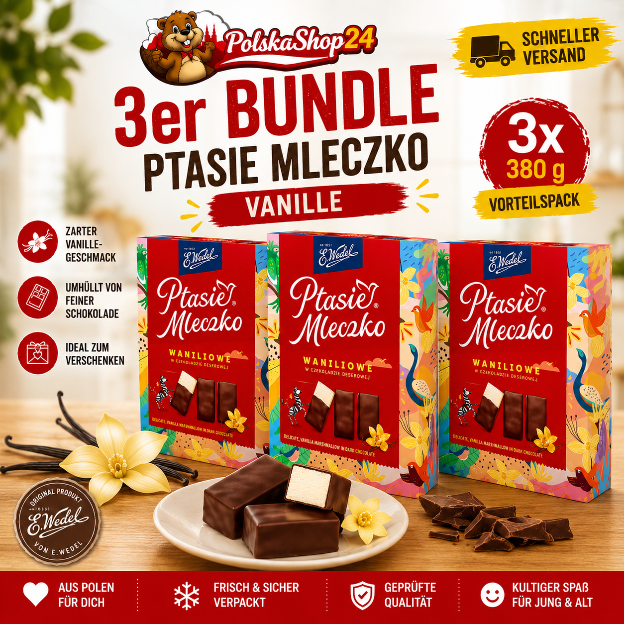 Ptasie Mleczko® Waniliowe – Vogelmilch 3er Bundle