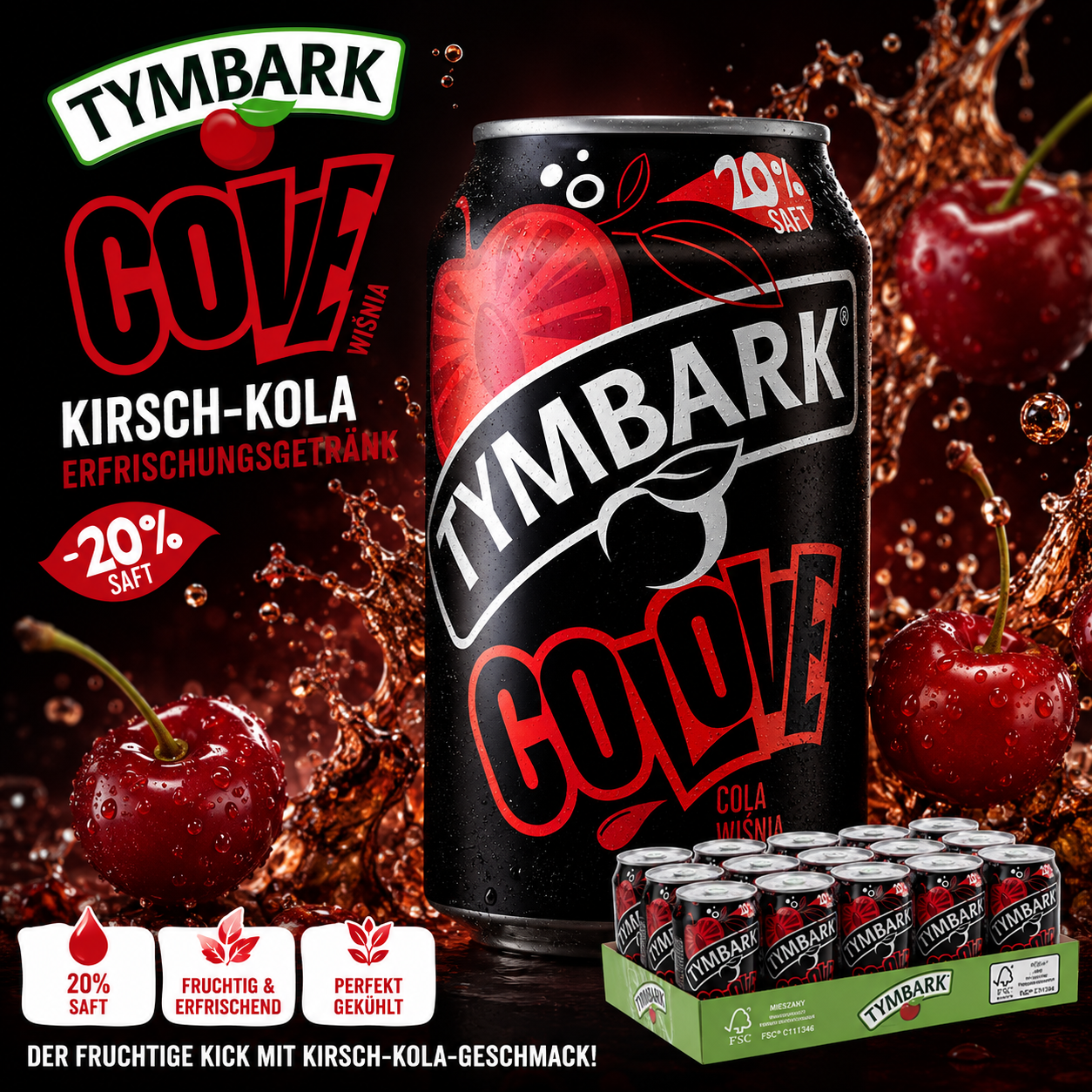 Tymbark Cola-Kirsch-Getränk 12x330ml Karton (zzgl. 3€ Pfand)