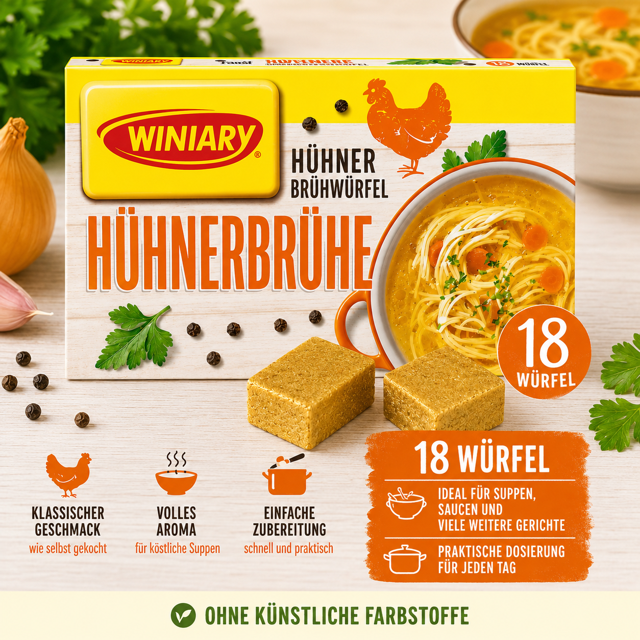 Winiary Rosół Drobiowy (Hühnerbrühe Würfel) 180 g