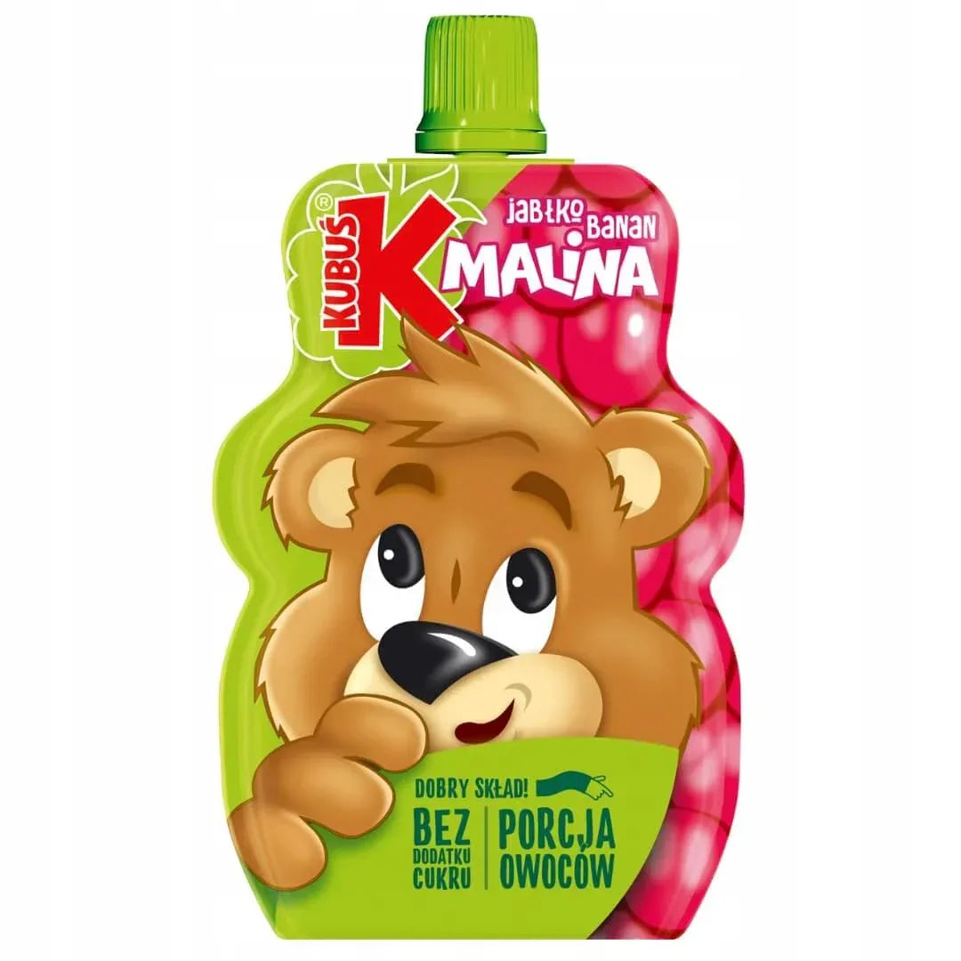 Kubuś Mus 100% Jabłko-Banan-Malina 100g - Apfel-Banane-Himbeere Fruchtmus