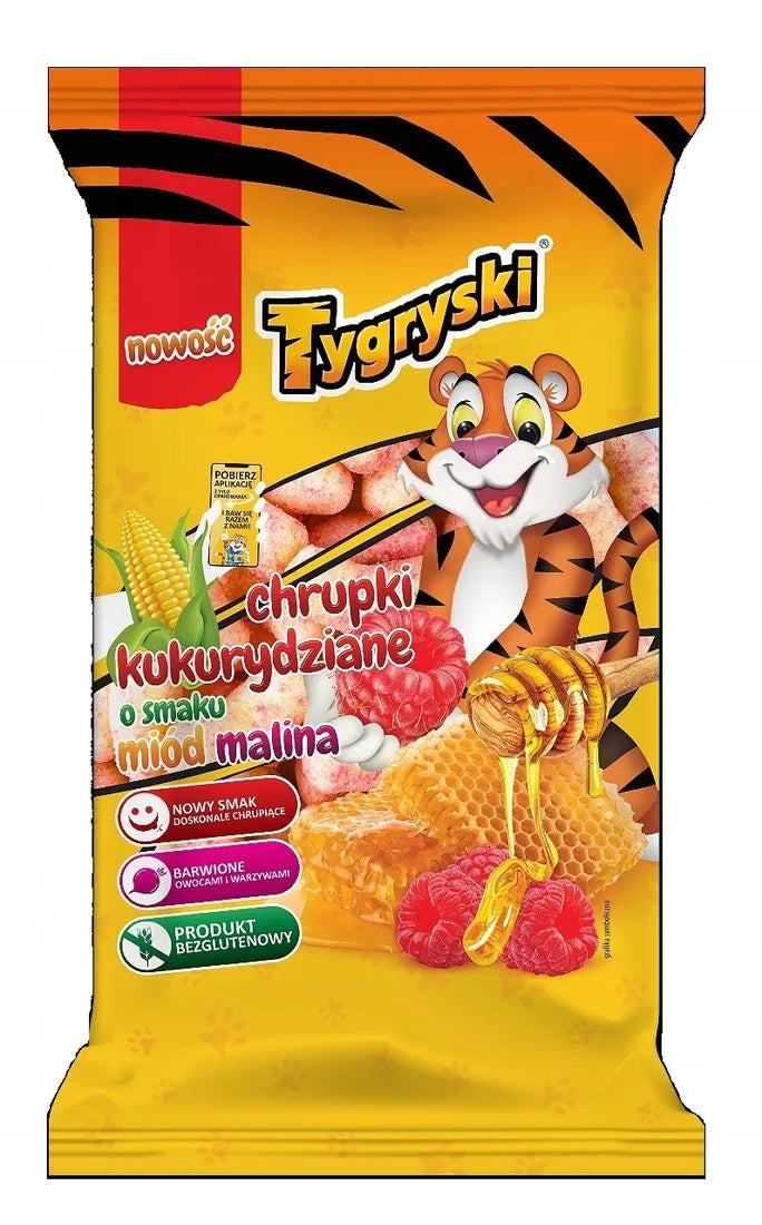 Mais-Snack Honig-Himbeere - Chrupki Miód Malina 70g - Tygryski