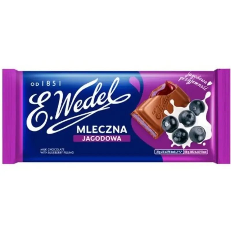 Czekolada Mleczna Jagodowa Milchschokolade mit Blaubeerenfüllung 100 g - E. WEDEL - Polskashop24