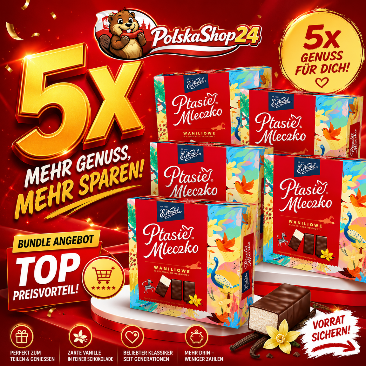 E. Wedel Ptasie Mleczko Waniliowe 340g - Polskashop24