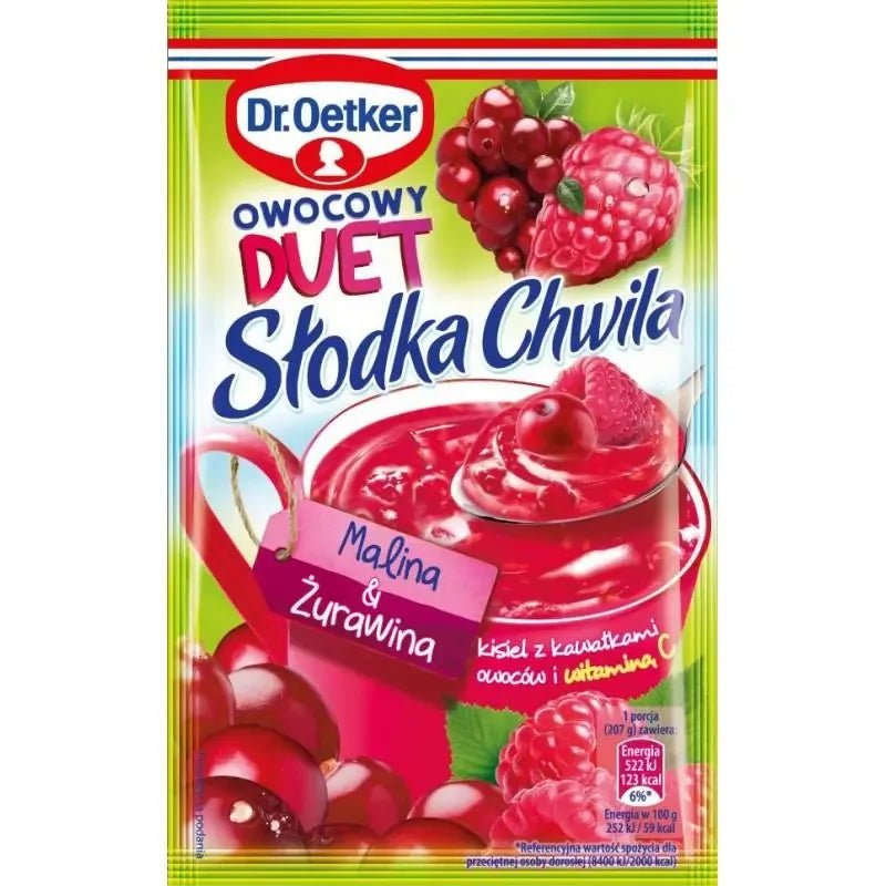 Fruchtdessert Slodka Chwila mit Himbeer - & Cranberry - Geschmack - Słodka Chwila malina i żurawina 32g - Dr. Oetker - Polskashop24