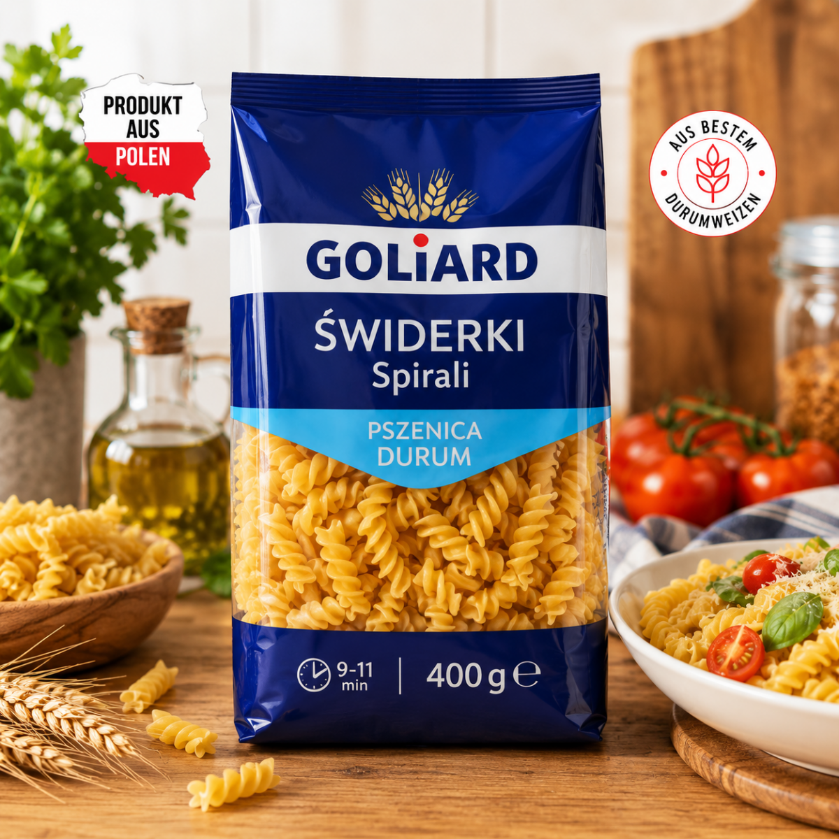 Goliard Spiralnudeln Świderek 400 g – Polnische Fusilli aus Hartweizen - Polskashop24