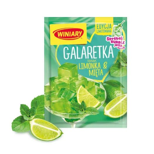 Götterspeise mit Limetten - und Minzgeschmack - Galaretka o smaku limonka i mięta 47g - Winiary - Polskashop24