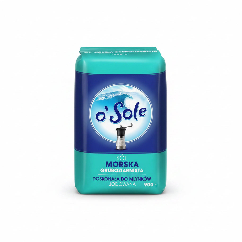 Grobes jodiertes Meersalz - Sól morska gruboziarnista jodowana 900g - O'Sole - Polskashop24