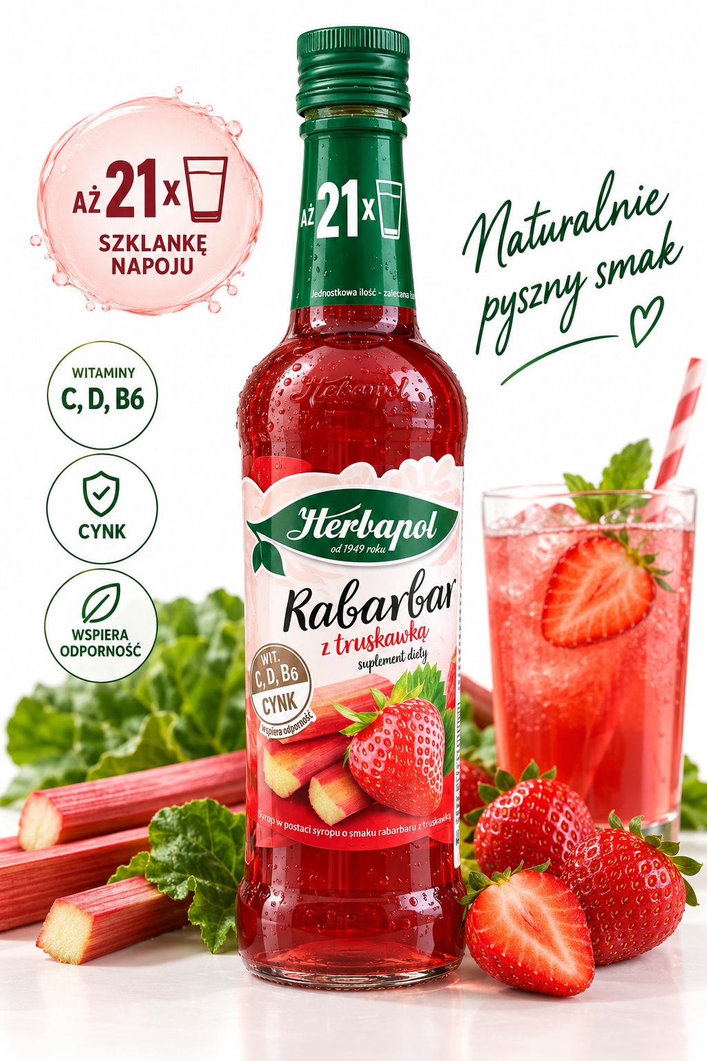 Herbapol Rhabarber mit Erdbeere Sirup 420 ml