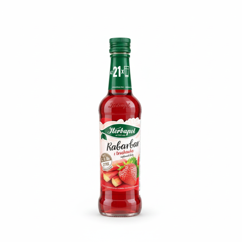 Herbapol Rhabarber mit Erdbeere Sirup – 420 ml - Polskashop24