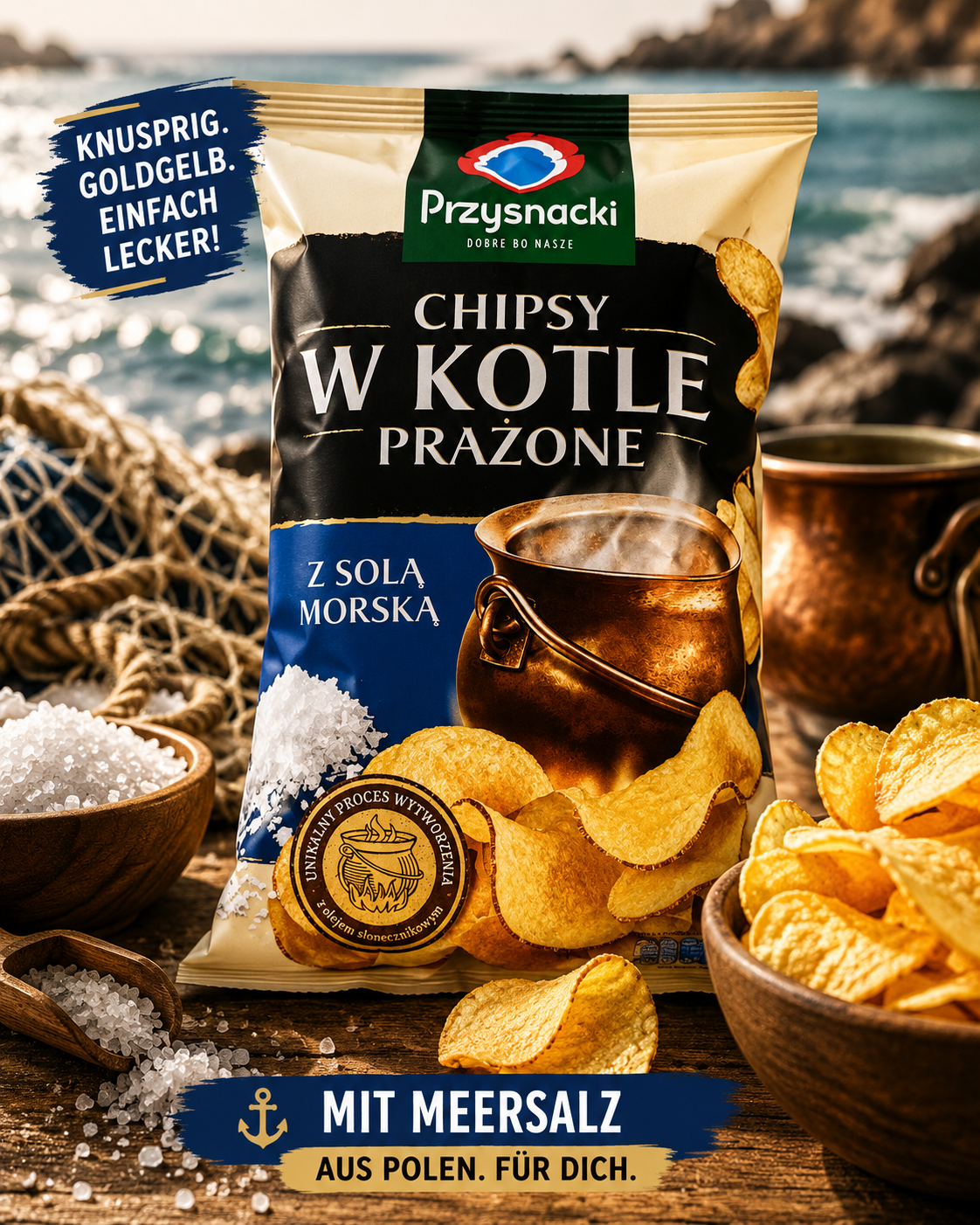 Przysnacki Kettle Chips Meersalz 125 g - Polskashop24