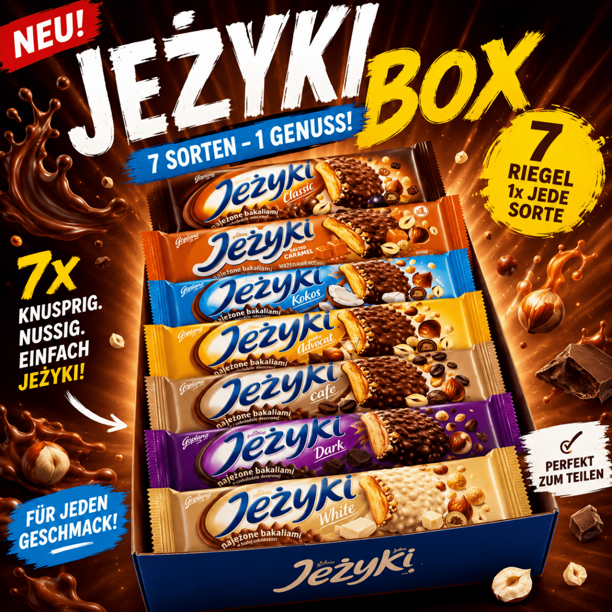 Jezyki 7er Probierbox – Schokoladenriegel Set - Polskashop24