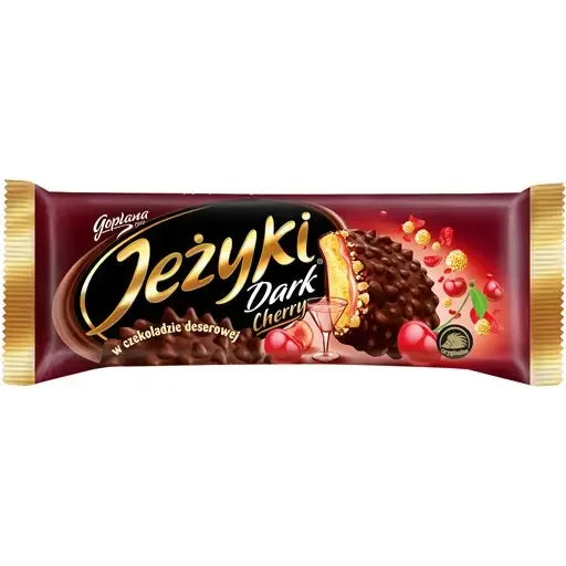 Goplana Jezyki Dark Cherry Kekse mit Zartbitterschokolade 140g - polnische Kekse mit intensivem Kirschgeschmack
