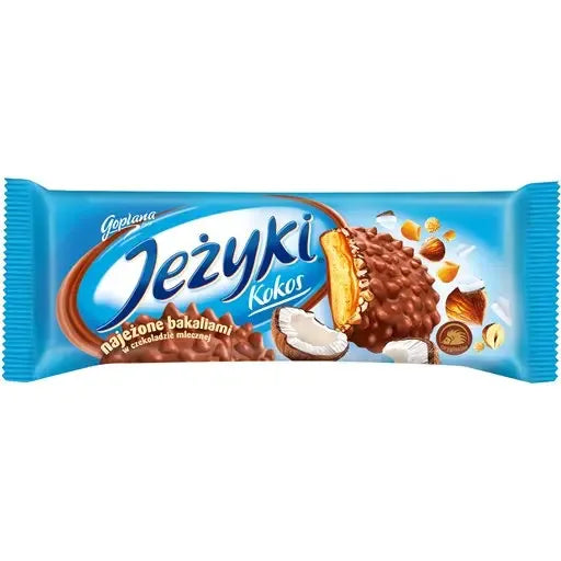 Jezyki Kokos Kokoskekse in Milchschokolade 140g von Goplana - polnische Keksspezialität mit Kokosraspeln