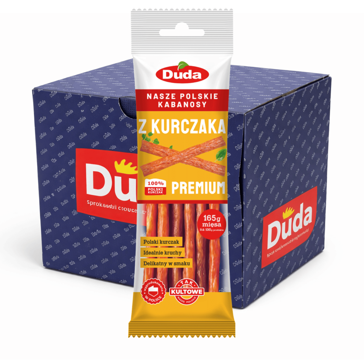 DUDA Kabanosy Hähnchen Premium 12er Karton 1140g Großpackung polnische Premium Geflügel Kabanossi Vorteilskarton