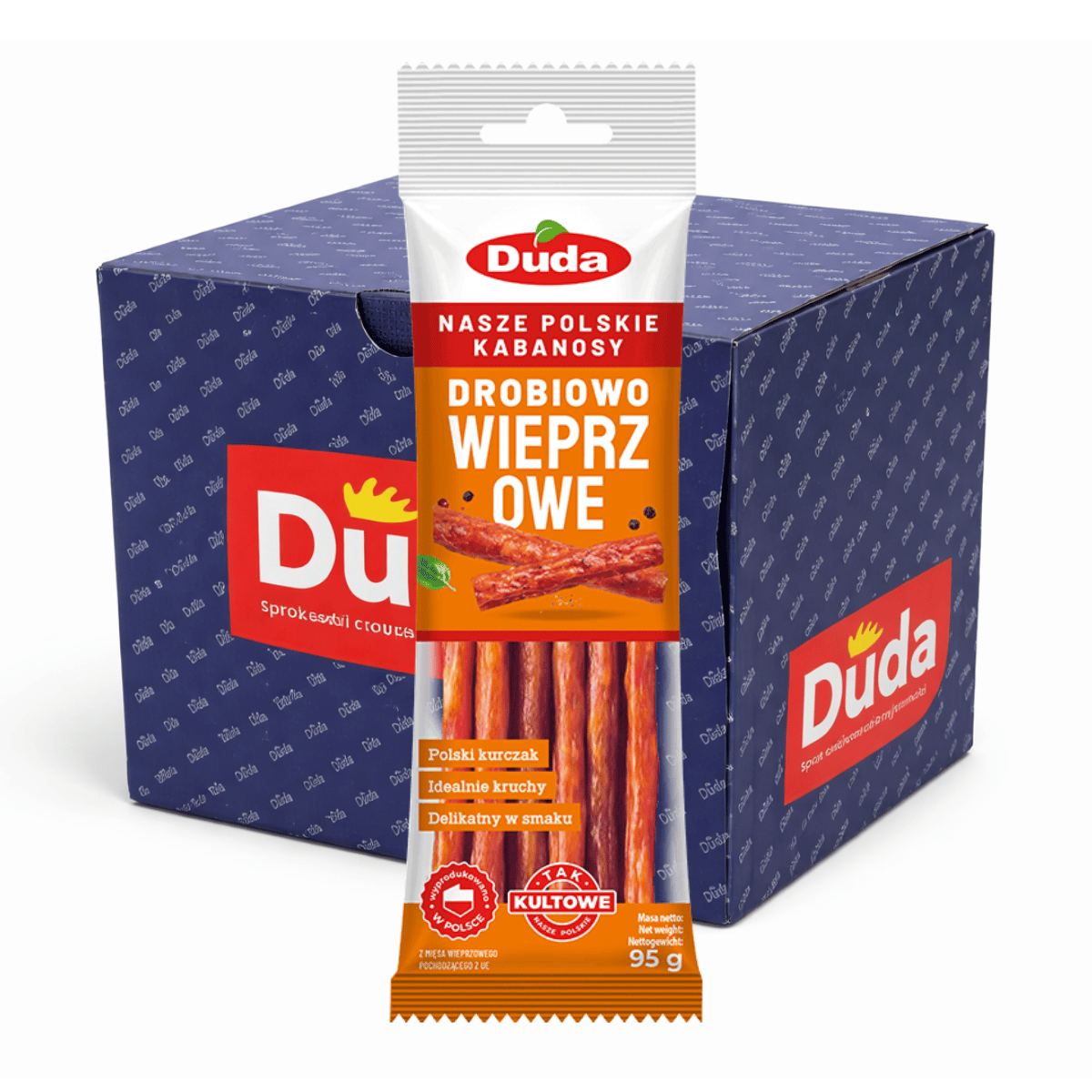 DUDA Kabanosy Hühnchen Schwein 12er Karton 1140g Großpackung polnische Geflügel- und Schweine Kabanossi Vorteilskarton