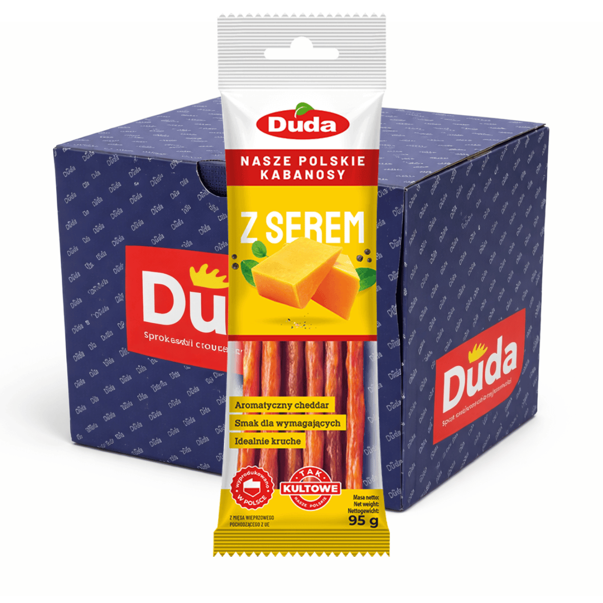 DUDA Kabanosy Käse 12er Karton 1140g Großpackung polnische Kabanossi mit Käse Geschmack Vorteilskarton