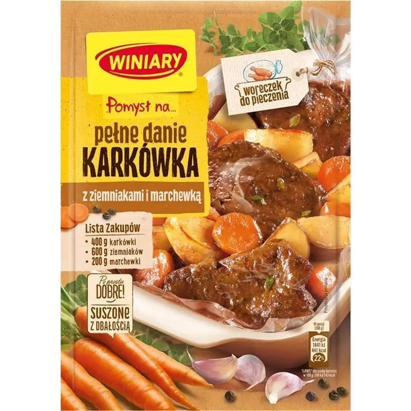 Winiary Karkowka Fix Schweinesteaks mit Kartoffeln und Karotten 30g - Polnische Gewürzmischung für Schweinefleisch von Nestlé