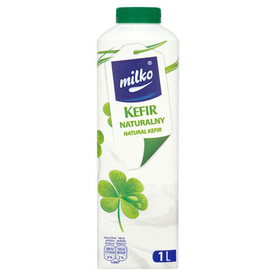 Kefir Naturalny Mlekpol 1L Flasche natürlicher polnischer Kefir mit lebenden Kulturen