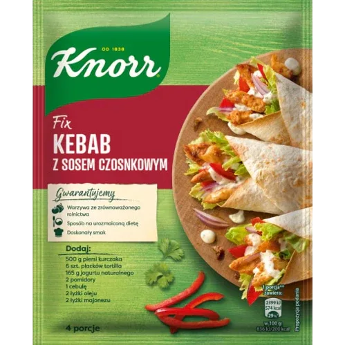 Knorr Fix Kebab z sosem czosnkowym 40g - Polskashop24