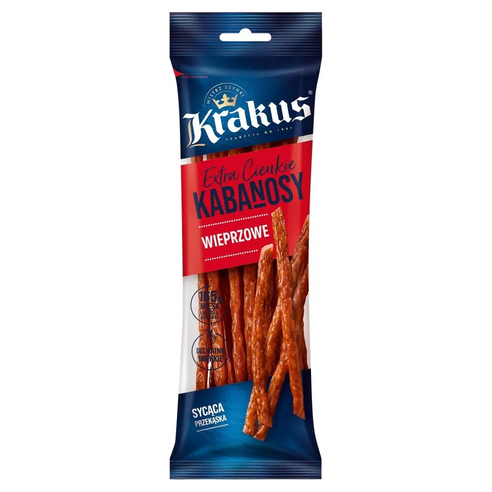 Krakus Kabanosy Wieprzowe 95g - Klassische Schweinewurst in Verpackung