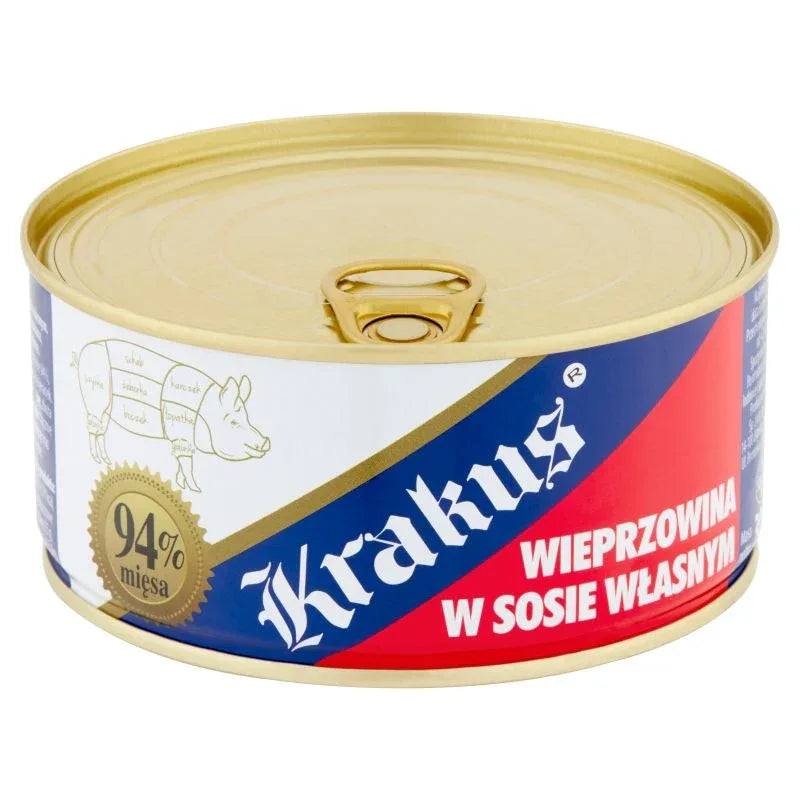 Krakus Konserwa - Schweinefleisch in eigenem Saft (300 g) - Polskashop24.de - Online Supermarkt mit Lebensmittel aus Polen