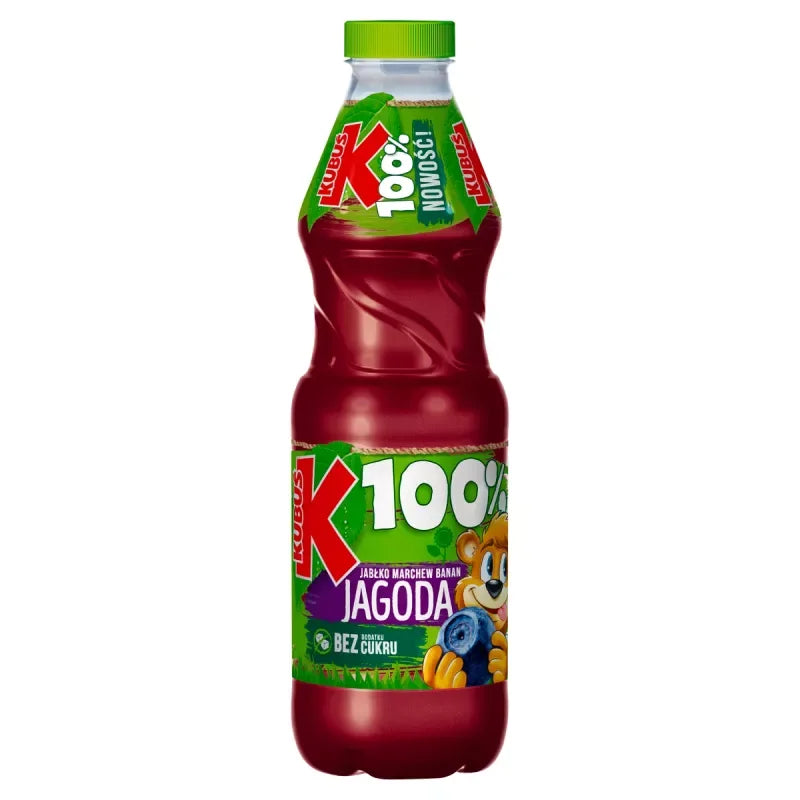 Kubuś 100% Multifrucht-Saft 850ml Flasche Apfel Karotte Banane Heidelbeere von Maspex - polnischer Fruchtsaft