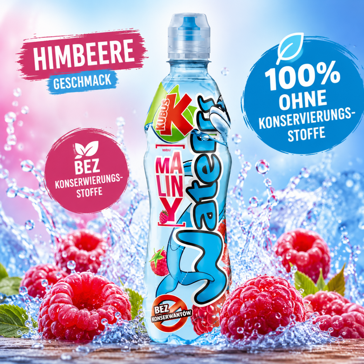 Kubuś Waterr Himbeere Napój Malinowy 0,5L (zzgl. 0,25€ Pfand) - Polskashop24