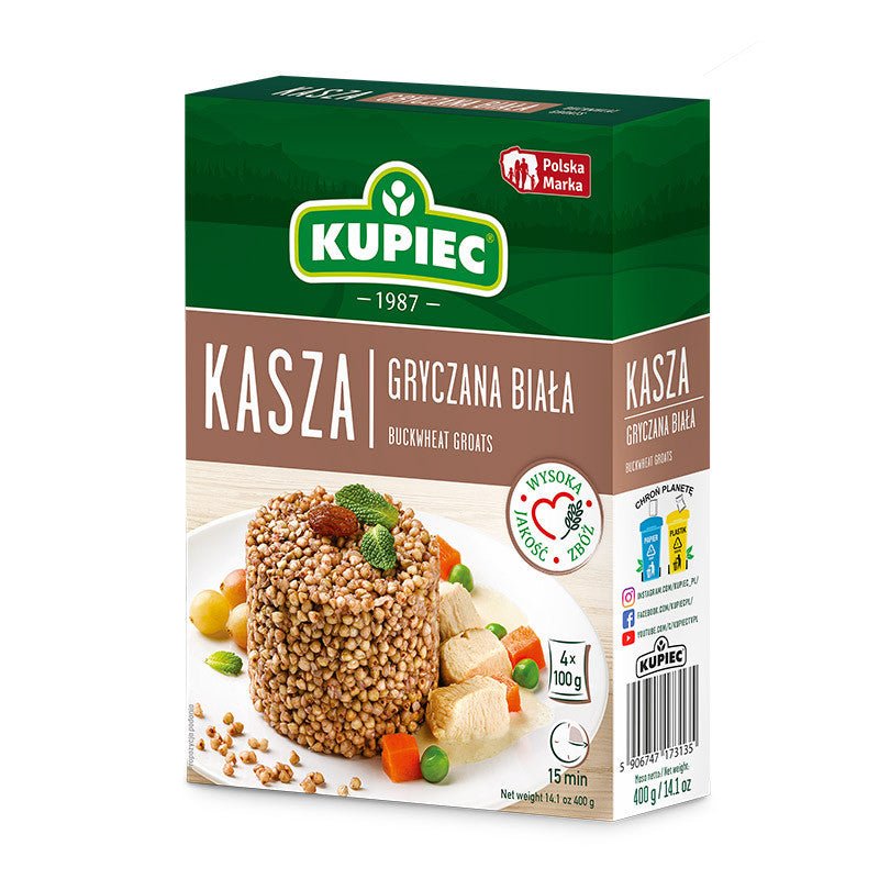 Kupiec Buchweizengrütze weiß 4 × 100 g – Polnische Kasza Gryczana Biała - Polskashop24