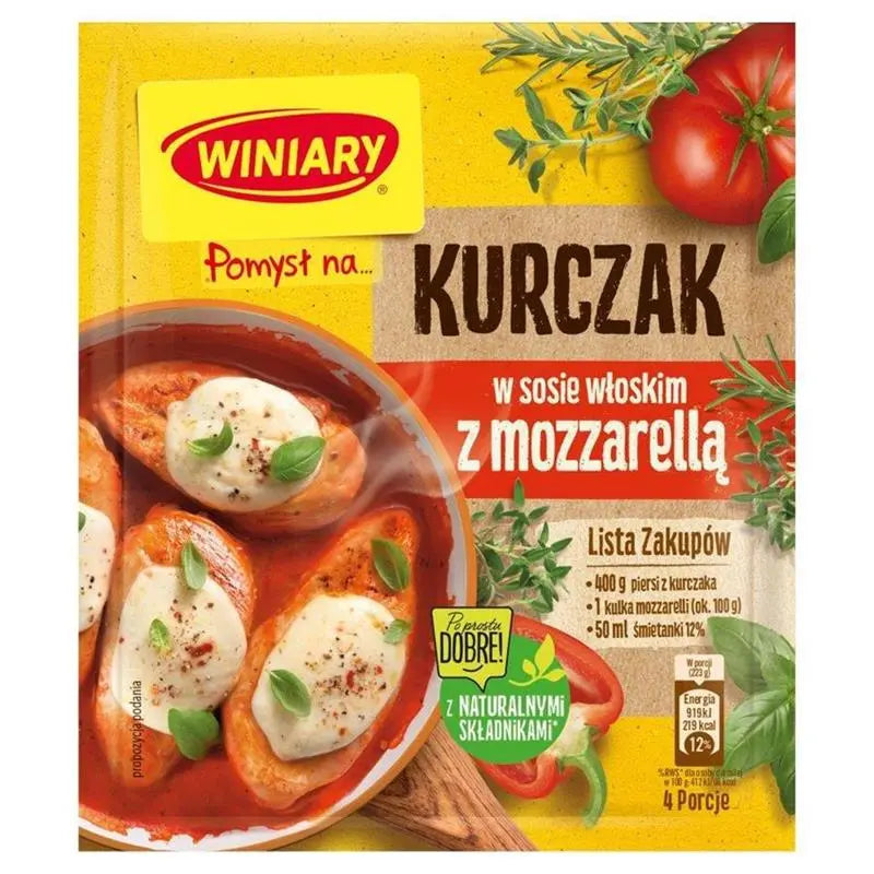 Winiary Kurczak w sosie Wloskim z Mozarella Fix Hähnchen in Italienischer Soße mit Mozzarella 35g Gewürzmischung