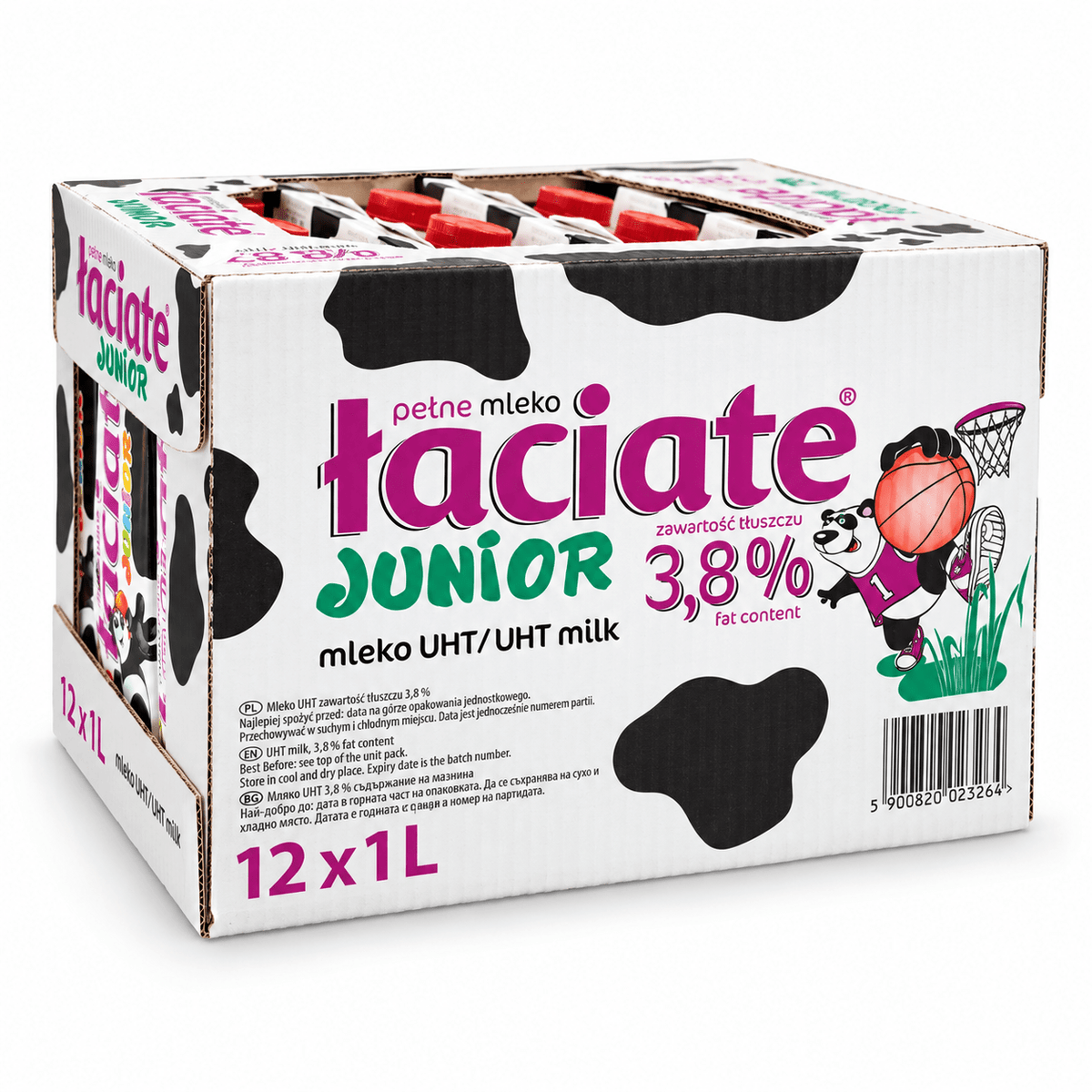 Karton Łaciate Mleko Junior UHT 3,8% 1 L, polnische H-Milch für Kinder