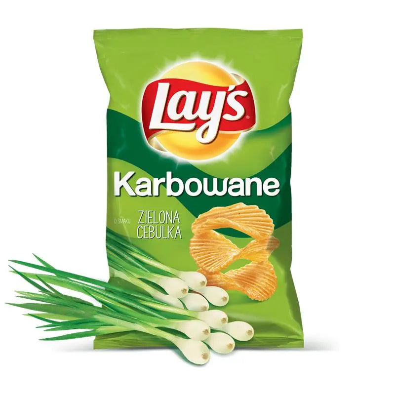 Lays Geriffelt Frühlingszwiebel Riffelchips 120g Packung Zielona Cebulka Karbowane