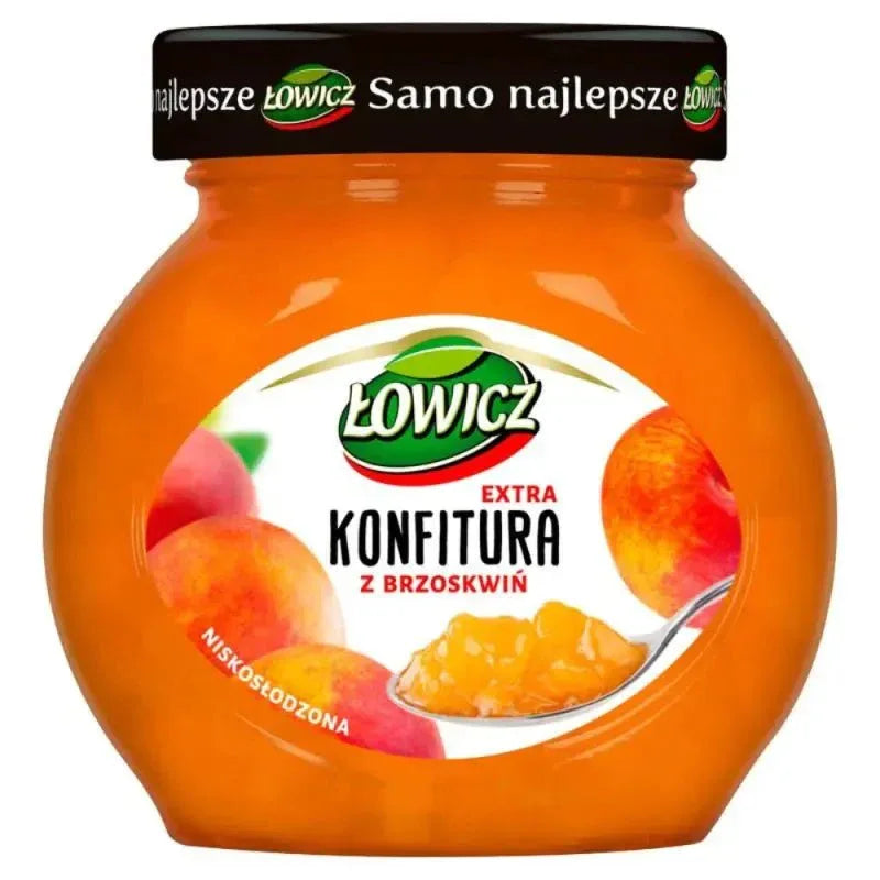 Łowicz Premium Pfirsich Konfitüre 240g kaufen - Konfitura z Brzoskwin - Polskashop24.de - Online Supermarkt mit Lebensmittel aus Polen
