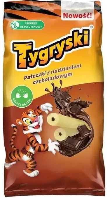 Mais - Stangen mit Kakao - Füllung - Paluszki kukurydziane z nadzieniem kakaowym 70g - Tygryski - Polskashop24