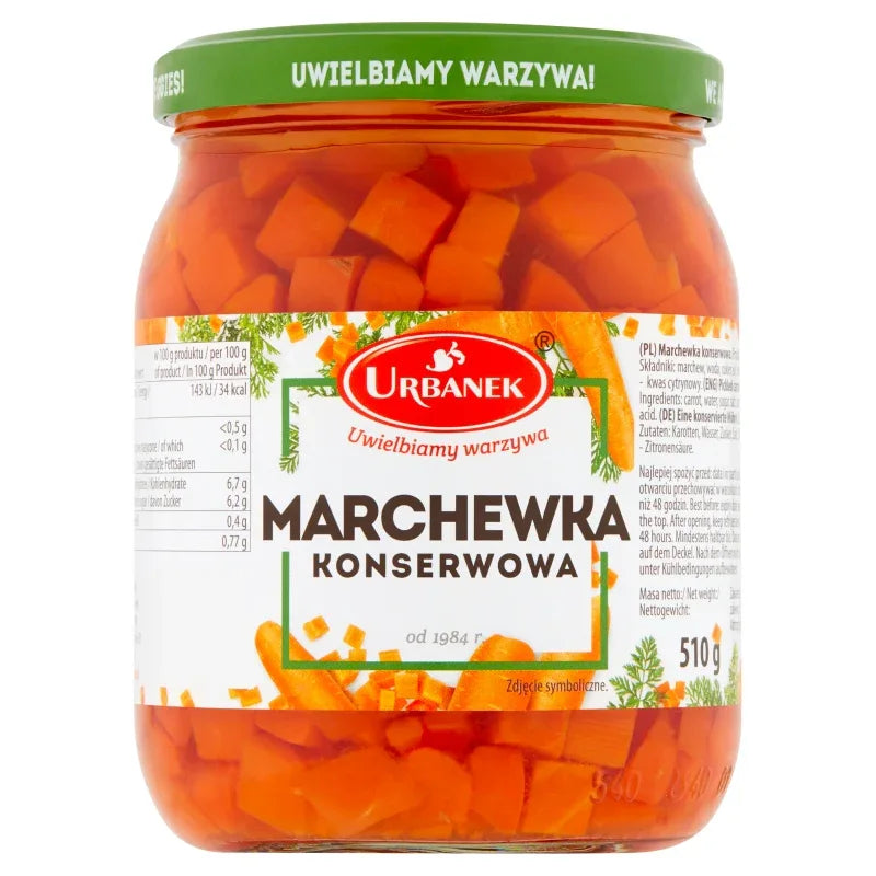 Urbanek Marchewka Konserwowa 510g - Konservierte Karotten im Glas aus Polen