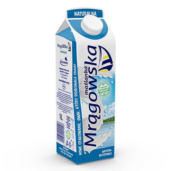 Maślanka Mrągowska 1L - Mlekpol Natürliche Buttermilch kaufen - Polskashop24.de - Online Supermarkt mit Lebensmittel aus Polen
