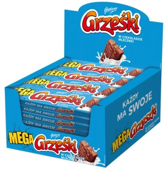 Mega Grzeski Polnischer Riegel in Milchschokolade 48g x 36 Stück - Polskashop24