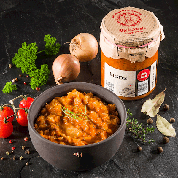 Mielczarek Bigos w Słoju - Polnischer Sauerkrauteintopf 500g - Polskashop24.de - Online Supermarkt mit Lebensmittel aus Polen
