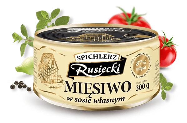 Mięsiwo w Sosie Własnym – Spichlerz Rusiecki 300g - Polskashop24.de - Online Supermarkt mit Lebensmittel aus Polen
