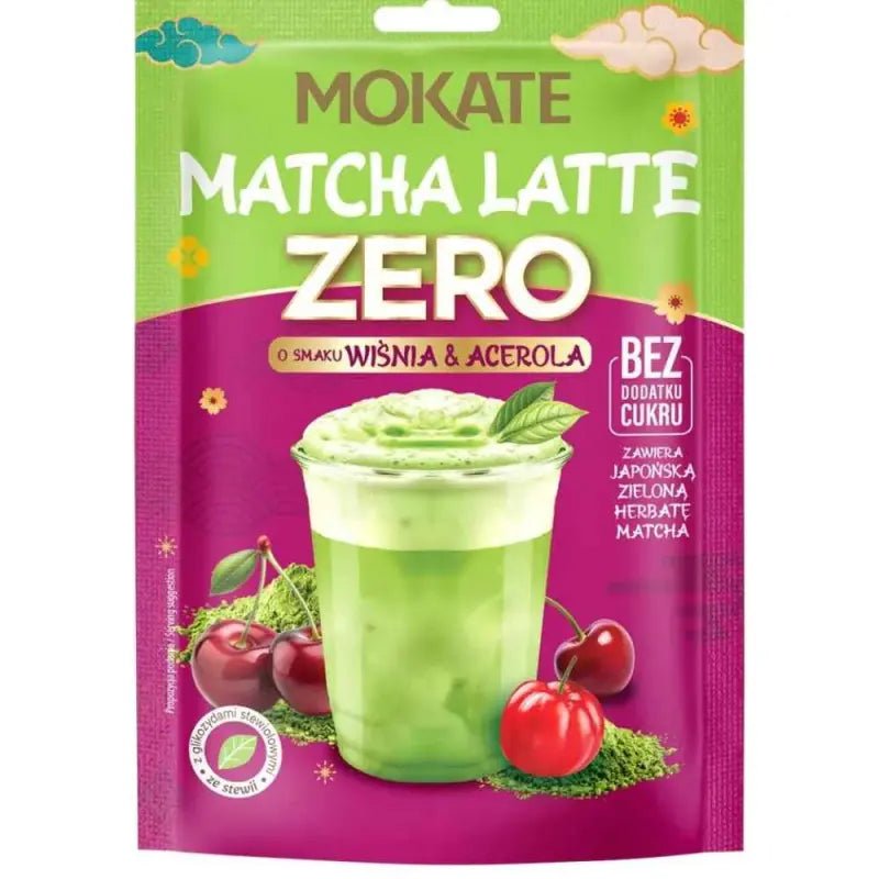 Mokate Matcha Latte Zero Kirsche-Acerola 20 g – Polnisches Instant-Getränk (zuckerfrei) - Polskashop24