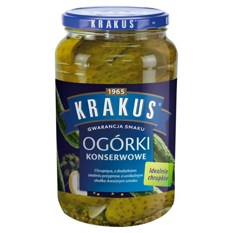 Krakus Gurken Ogorki Konserwowe 865g - Polnische eingelegte Gurken süß-sauer mit Dill
