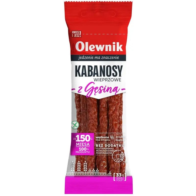 Olewnik Kabanosy z gęsiną 105g - Kabanos mit Gans - Polskashop24.de - Online Supermarkt mit Lebensmittel aus Polen