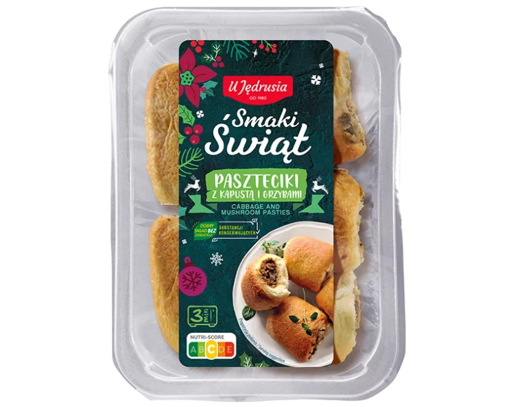 Paszteciki mit Sauerkraut und Pilzen von U Jędrusia - Gefüllte polnische Hefeteigtaschen 300g