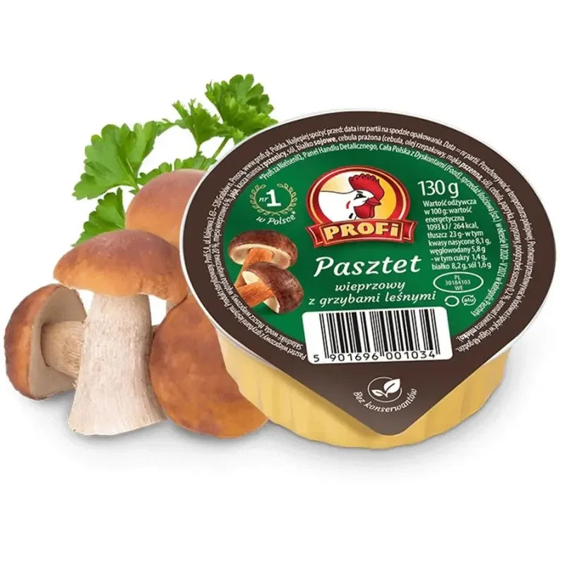 Pasztet z Grzybami Lesnymi Schweinebrotaufstrich mit Pilzen 130g von Profi - polnische Pastete mit Schweineleber und Waldpilzen
