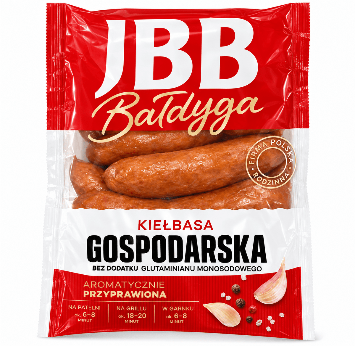 JBB Bałdyga Kiełbasa Gospodarska Krótka – polnische Bauernwurst, Produktverpackung